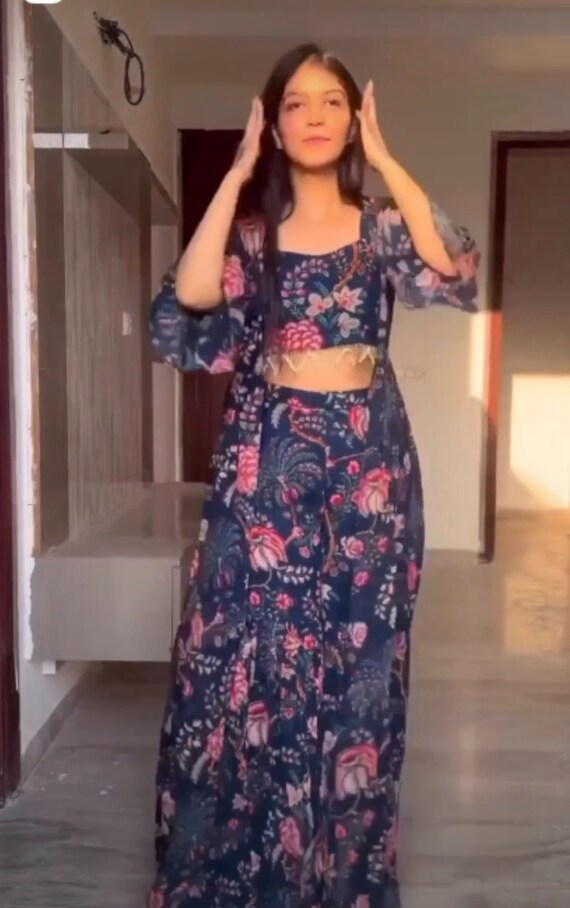 crop top sharara with shrug