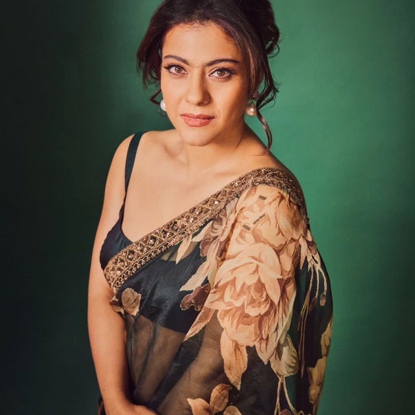 Kajol Devgan in Sabyasacchi Floral Saree. Sabyasacchi printed Organza saree, Cocktail Partywear Wedding Sari. Bollyood sari. US, UK, canada