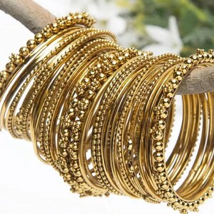 Gold Bangle set of 16. Indian jewelry oxidised gold bangle. Indian ethnic bangle traditional Handmade Bangle antique bangles gifts for her