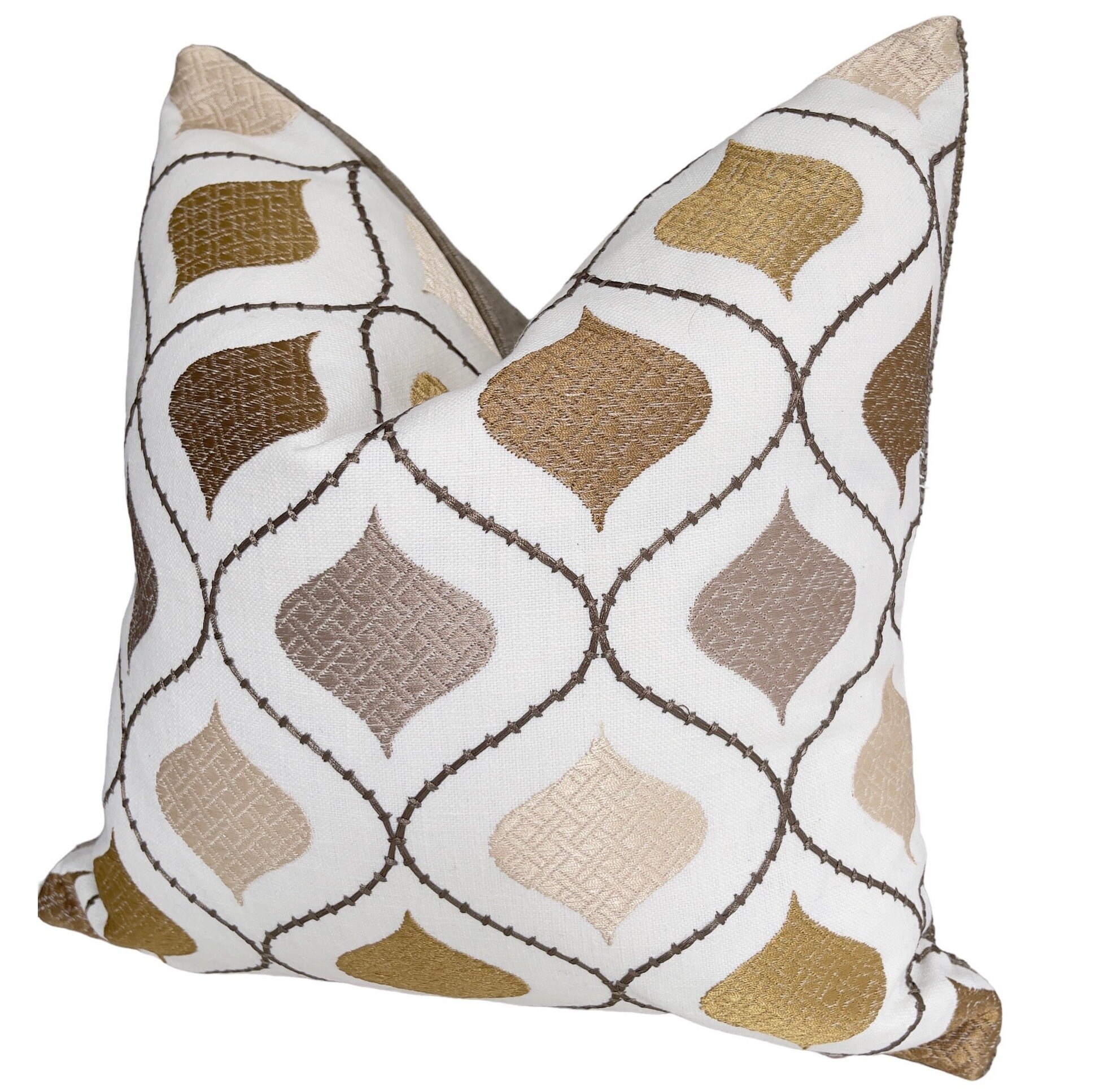 Multicoloured Geometric Pattern Cushion Cover Embroidered Cotton