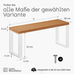 LAMO Manufaktur Sitzbank Esszimmer Holzbank, Massivholz, LSB image 10