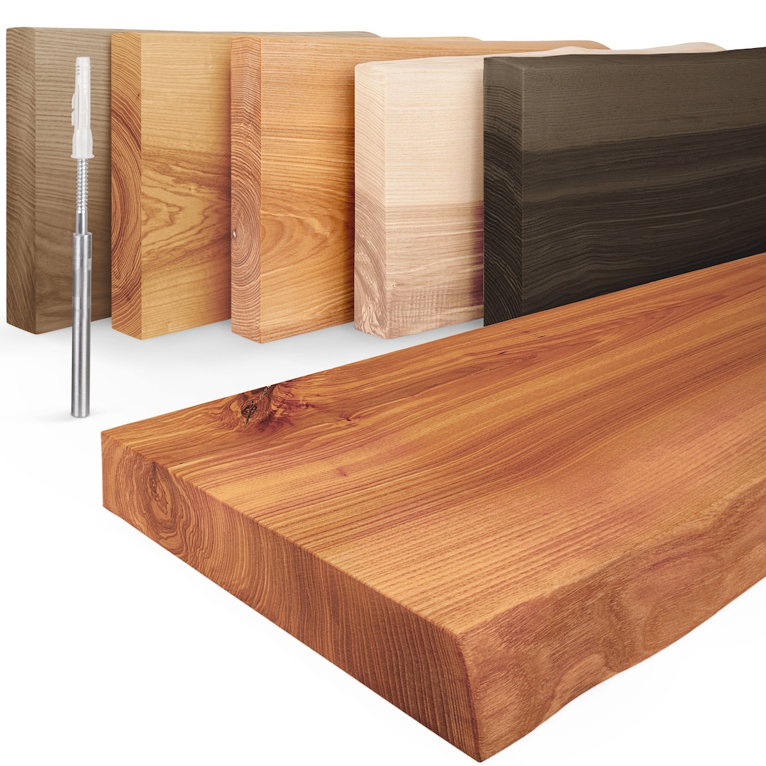 LAMO Manufaktur Wandregal Aus Massivholz – Rustikales Design Mit Vintage-Träger, 80 Cm