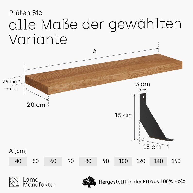 LAMO Manufaktur Wandregal Holz Regalträger Vintage image 10