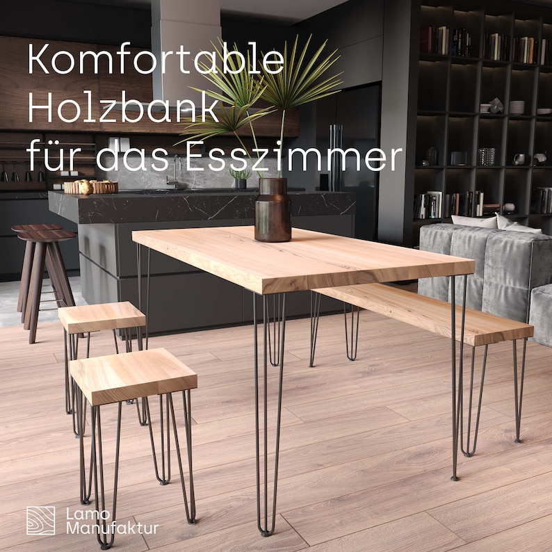 LAMO Manufaktur Sitzbank Esszimmer Holzbank, Massivholz, LSB image 7