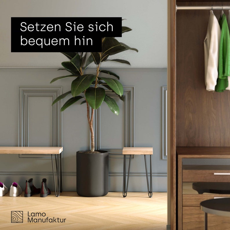 LAMO Manufaktur Sitzbank Esszimmer Holzbank, Massivholz, LSB image 3