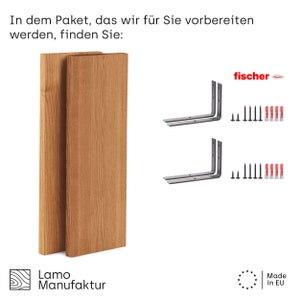 LAMO Manufaktur SET Wandregal Holz Schweberegal Massiv mit 100% Echtholz Hängeregal für Wohnzimmer, Schlafzimmer, Küche Bild 6