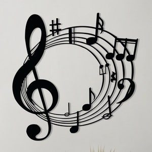 Music Notes Metal Wall Art, Conservatoire Wall Decor, Metal Clef Decoration, Office Minimalist Decor, Metal Line Art; Music Lover Gift
