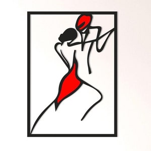 Dance Metal Wall Art, Colorful Dance Line Art, Tango Wall Decor with Dress, Dancer Couples Gift, Minimalist Wall Sign for Dance Party Invite