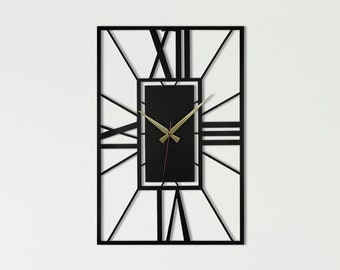 Rectangle Roman Numeral Wall Clock: Metal Farmhouse Art (24x18 in)