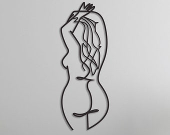 Minimalist Line Art, Metal Wall Decor, Metal Wall Art, Home Wall Hangings, Geometric Wall Art, Home Art Decor, Curvy Plus Size Black Art