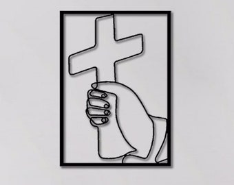 The Cross of Christ Metal Wall Decor Metal Gift Religious Christian Decor Jesus Metal Wall Art Work Metal Wall Decoration (24x16in/60x40cm)