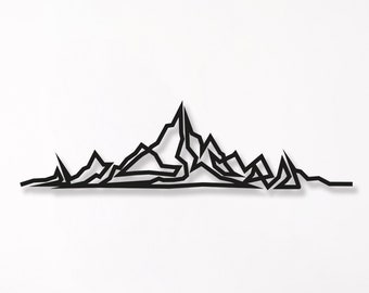 Mountain Wall Art - Minimalist Line Art, Silent Hill Wall Decor; Nature Metal Wall Art; Abstract Landscape Gift for Him; Nursery Decor