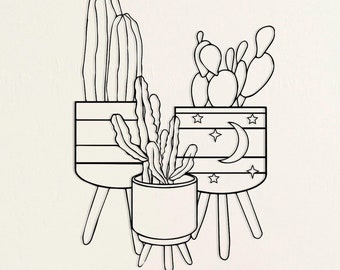 Cactus Metal Wall Art: Southwest Living Room Decor, Succulent Wall Hangings
