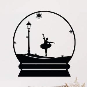 Ballerina Metal Wall Art with Snow Globe Design,  Dancing by Street Lamp&Starlight, Swan Lake Ballet Home Decor, Above Bed Decor,Dancer Gift