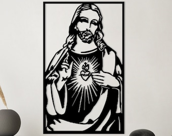 The Heart of Jesus Metal Wall Art, Heart Jesus Metal Gift, Sacred Heart of Jesus Christ Art Work, Metal Wall Decoration, Unique Xmas Gift