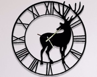 Deer Metal Wall Clock Design -Metal Wall Decor/Moose Design; Art Work, Christmas Wall Art; Christmas Wall Decoration(60x60 cm)(24x24 inches)