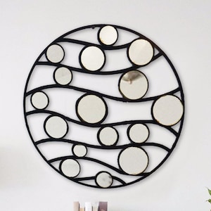Art Decorative Dresuar Mirror Metal Wall Decor Metal Wall Art Decor 3D Metal Wall Decoration for Bedroom Living Room (24x24inches/60x60cm)
