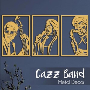 Metal Wall Decor, Geometric Jazz Band Design, Metal Wall Art, Jazz Art, Home Decoration, Wall Hangings, Metal Sign (59&quot;x29&quot;/150x74cm) 3pcs.