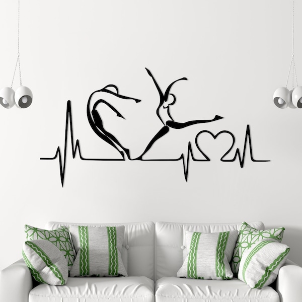 Dance Heartbeat Lifeline Metal Wall Art, Conservatoire Wall Decor, Music Minimalist Decor, Metal Line Art; Dancing Lover Gift for Couple