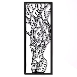 Minimalist Line Art Woman; Tree of Life, Metal Wall Decor, Aesthetic Design Gothic Home Decor for Room, Wall Art-Personalized Yoga Life Gift