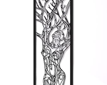 Minimalistische Linie Kunst Frau; Baum des Lebens, Metallwanddekor, ästhetisches Design-Gothic-Hauptdekor für Raum, Wandkunst-personalisiertes Yoga-Lebensgeschenk