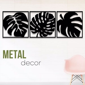 Tarovine Leaf Metal Wall Decor, Leaf 3D Metal Wall Decor for Home Office Bedroom Living Room Outdoor Decoration(180x60 cm/71x24 inch) 3 pcs.