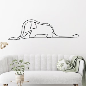 The Little Prince Elephant Metal Wall Art, Le Petit Elefant Wall Decor, Hat or Boa ? One Line Drawing Art, Kids Room Decor, Minimalist Gifts