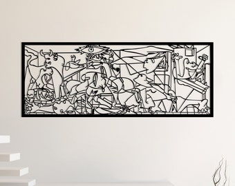 Guernica Pablo Picasso Arte da parete in metallo, Grande arte da parete, Arte cubica in metallo, Decorazione domestica moderna di metà secolo, Pittura di Guernica Regalo per gli amanti dell'arte