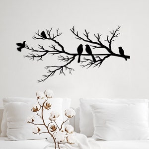 Metal Wall Art - Birds on a Branch Metal Wall Decor| Bird Lovers Gift | Metal Garden Art | Metal Tree Art | Outdoor Home Decor | Birds Art