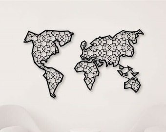 シルバーミラーの世界地図ウォールアート：彫刻アクリル - Etsy 日本