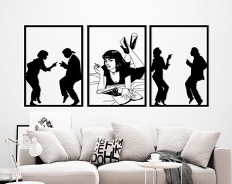 Pulp Fiction Metal Wall Art Set: Quentin Tarantino Movie Decor