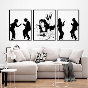 Set of 3 Pulp Fiction Metal Wall Art, Gallery Wall Set, Pulp Fiction Movie Wall Art of Quentin Tarantino, Bedroom Wall Art, Living Room Gift