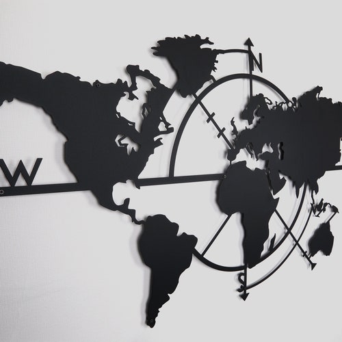 Metal World Map Metal Wall Decor Art Work World Map Wall Etsy