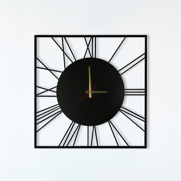 Line Art Square Metal Wall Clock, Metal Wall Decor, Wall Art - Silent Metal Clock for Home & Office, Room... Big Sale(60x60 cm/24x24 inches)