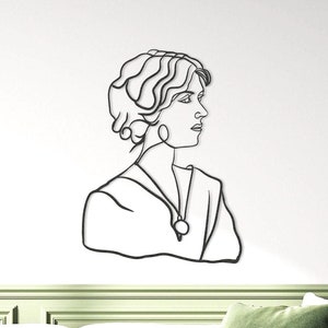 Pablo Picasso Wall Art - Metal Woman Line Art Portrait, Femme Assise (Olga), Aesthetic Minimalist Artwork Women Gift, Preppy Room Decor