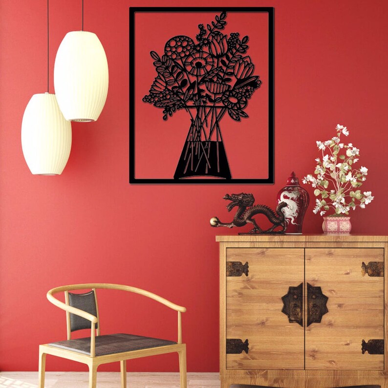 Vase of Flower Metal Wall Decor Flowers Art Decor 3D Metal Etsy