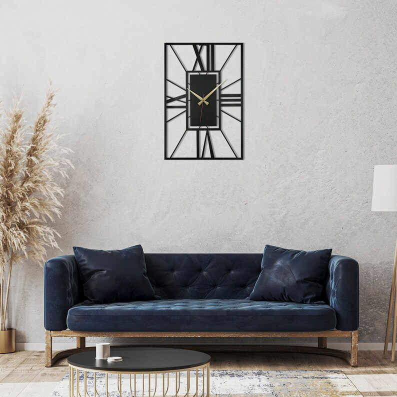 Roman Large Wall Clock / Rectangle Farmhouse Wall Clock / Etsy