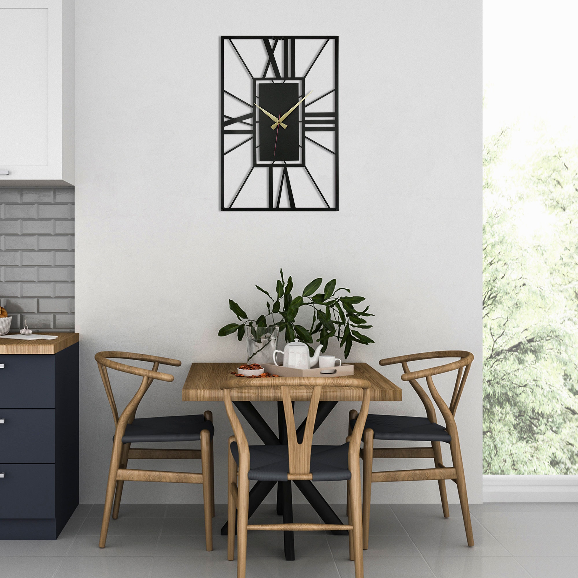 Roman Large Wall Clock / Rectangle Farmhouse Wall Clock / Etsy