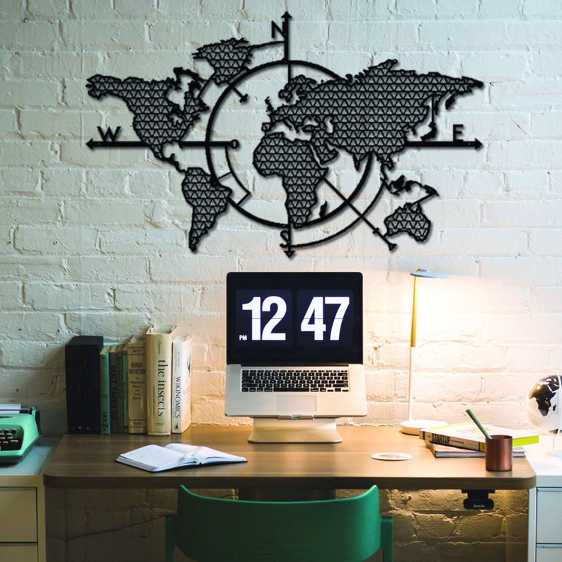 World Map Metal Wall Decor Metal World Map Metal Wall Decor Etsy
