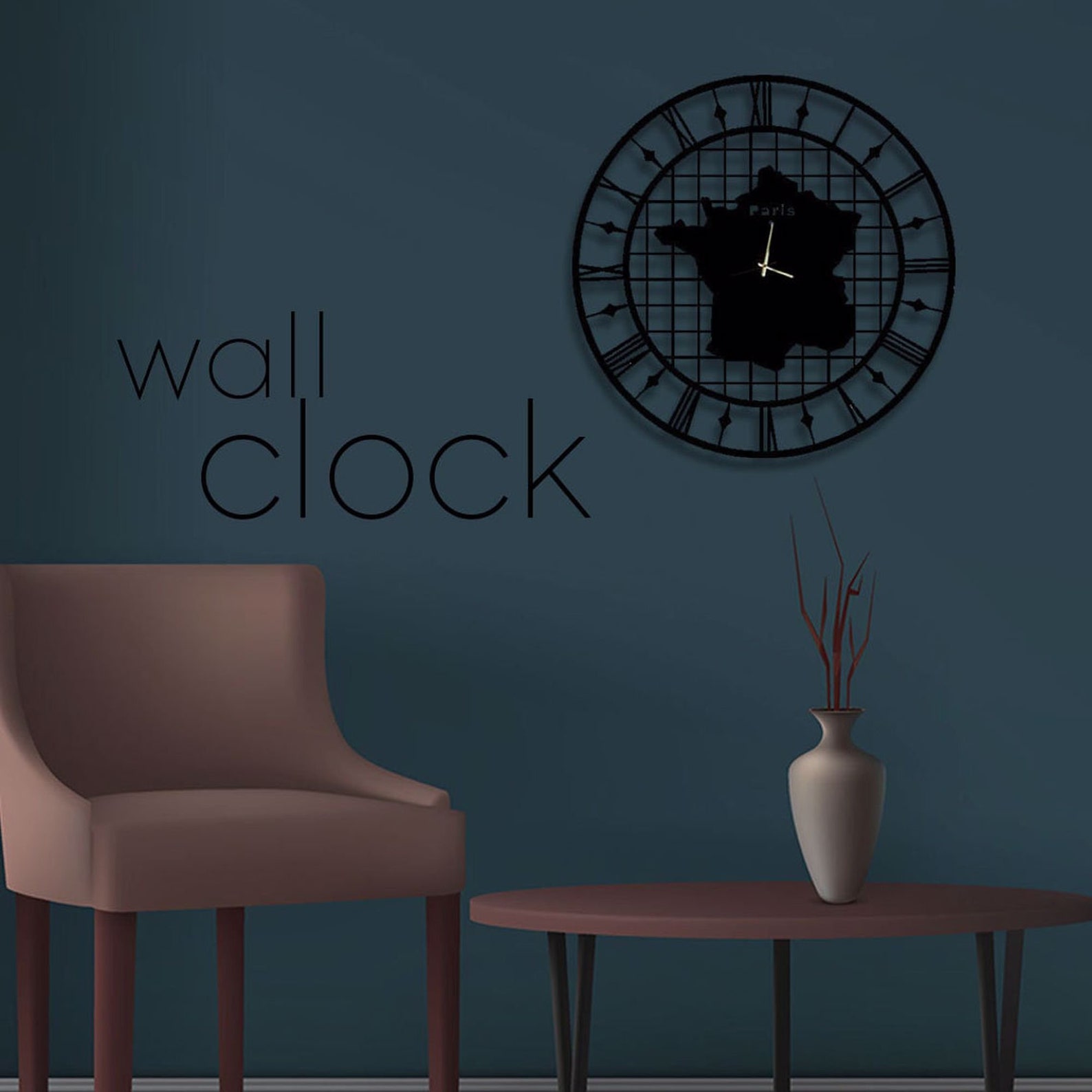 Paris Wall Clock Metal Wall Decor Large Wall Clock With Etsy