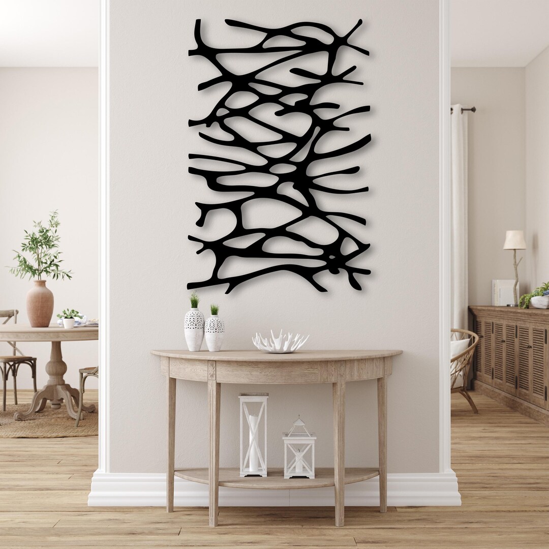 Abstract Metal Wall Art, Organic Branch Wall Decor, Modern Large Metal ...