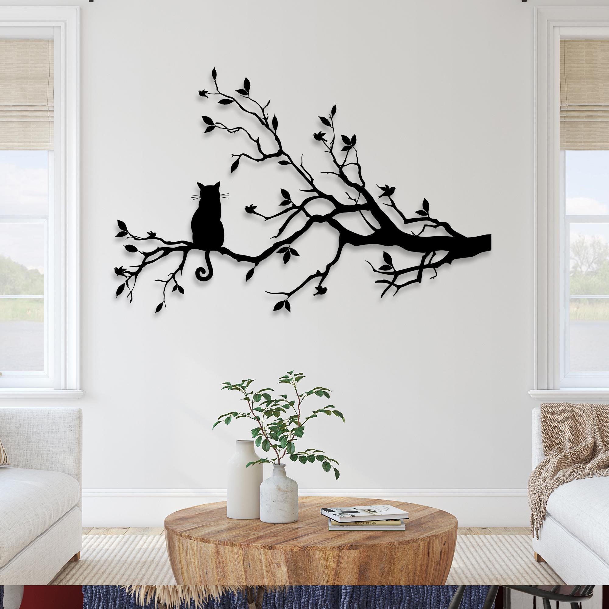 Panneau Décoratif En Bois Pour Bureau En Forme De Chat - 12,7 X 12,7 Cm