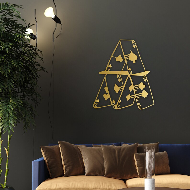 Playing Cards Metal Wall Art, Poker Cards Set Minimalist Wall Art