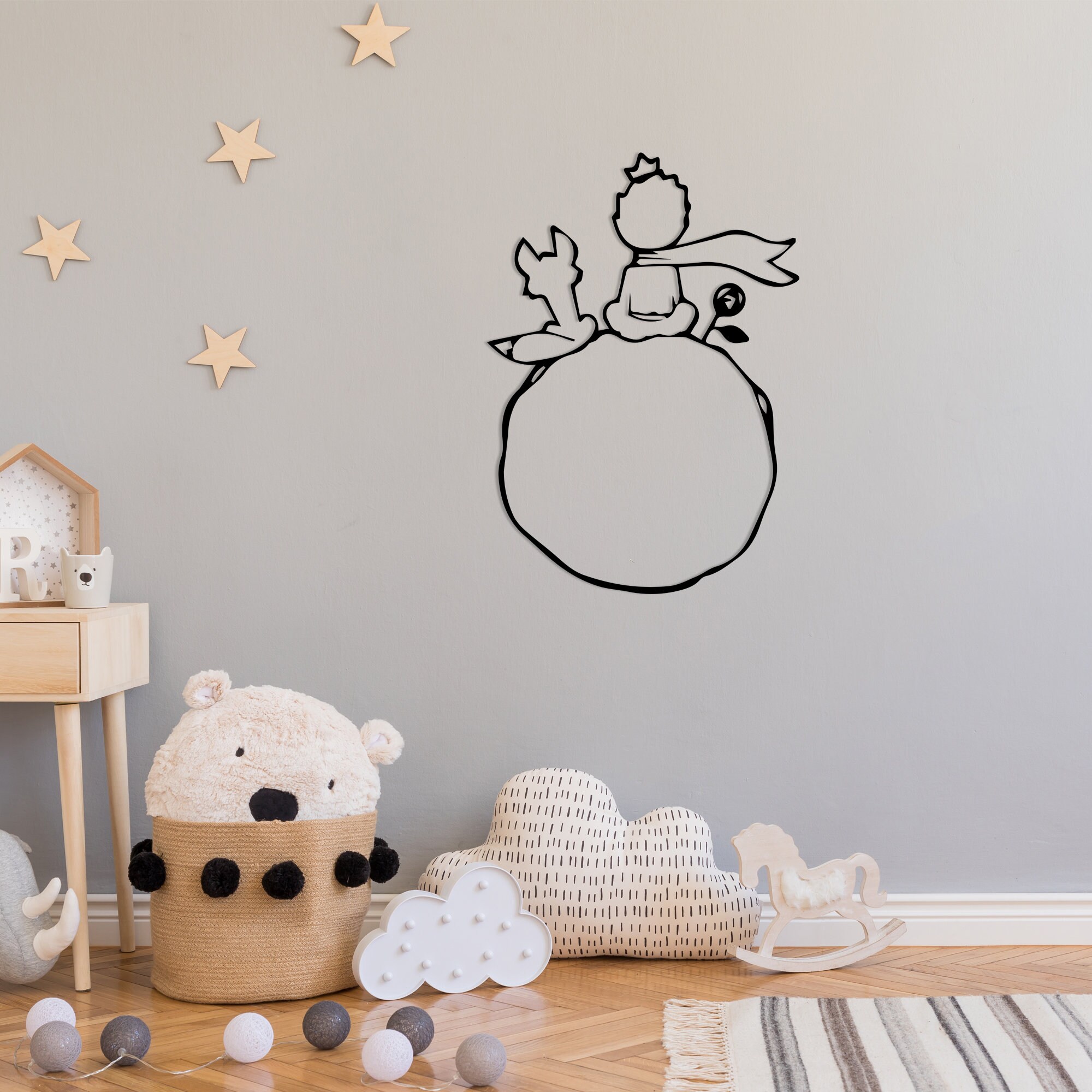 The Little Prince Metal Wall Art: Minimalist Kids Room Decor, Le 