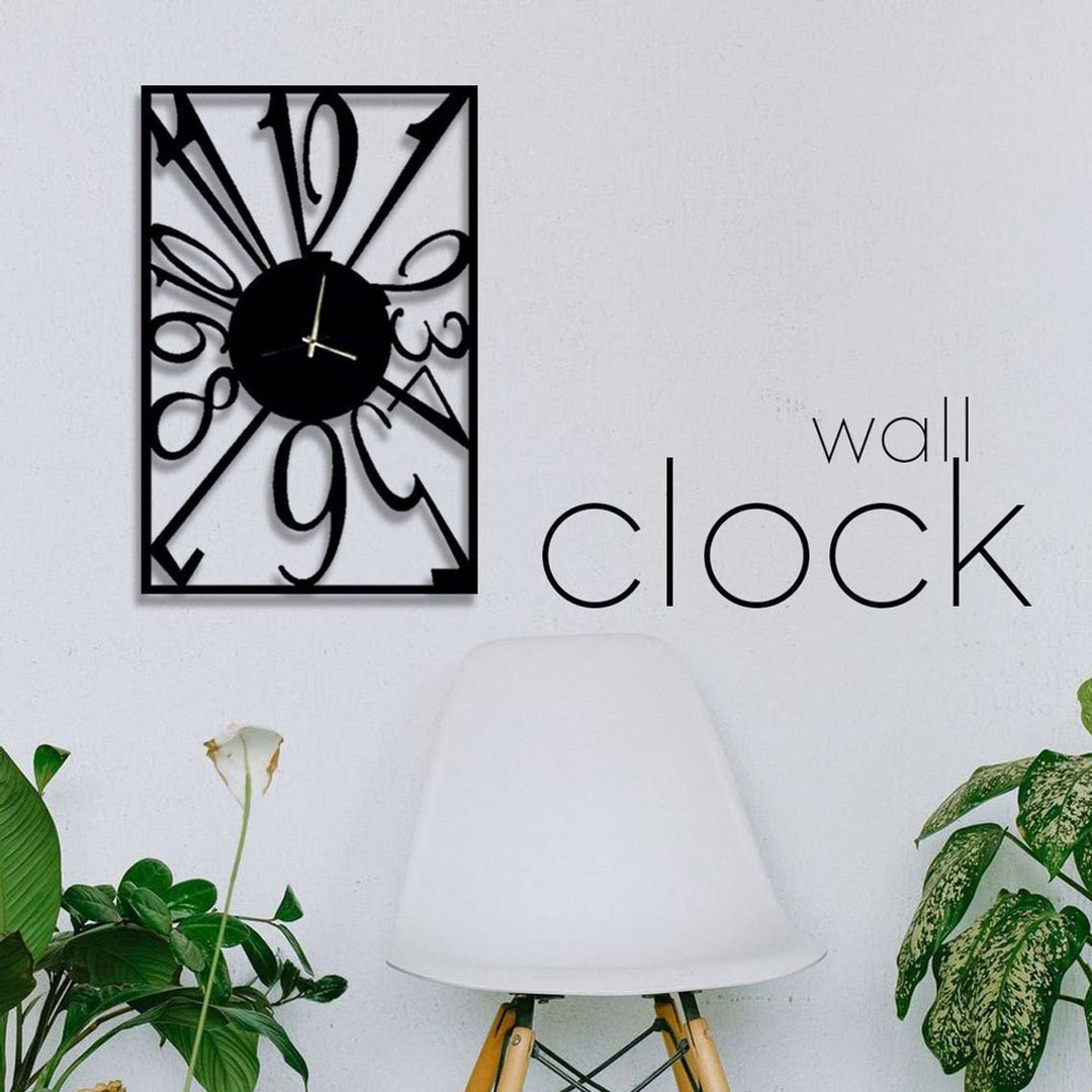 Rectangular Metal Wall Clock With Large Numbers Metal Wall Etsy