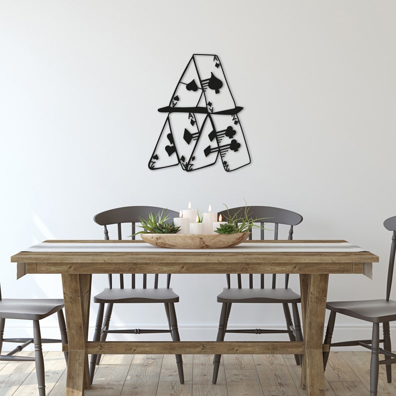 Playing Cards Metal Wall Art, Poker Cards Set Minimalist Wall Art