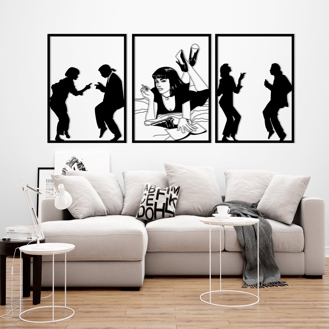 Set of 3 Pulp Fiction Metal Wall Art Gallery Wall Set Pulp Etsy