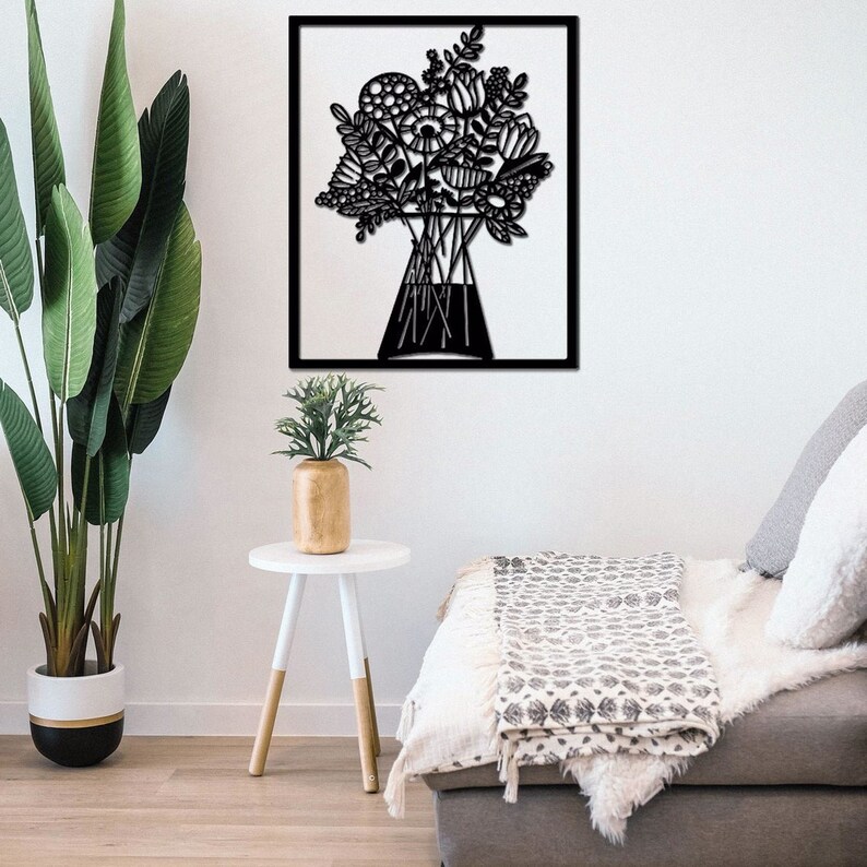 Vase of Flower Metal Wall Decor Flowers Art Decor 3D Metal Etsy