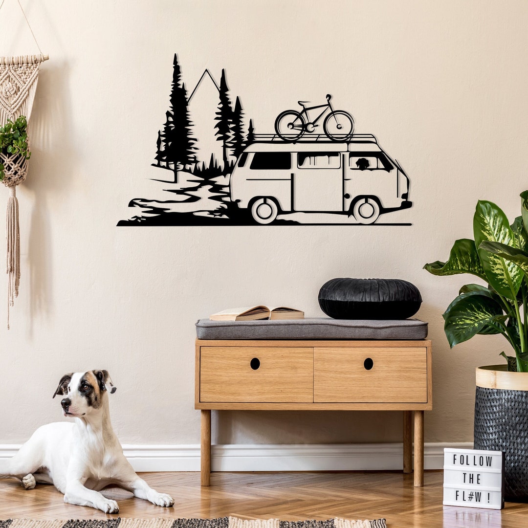 Camper Van Metal Wall Art Travel Metal Wall Decor Nature Etsy