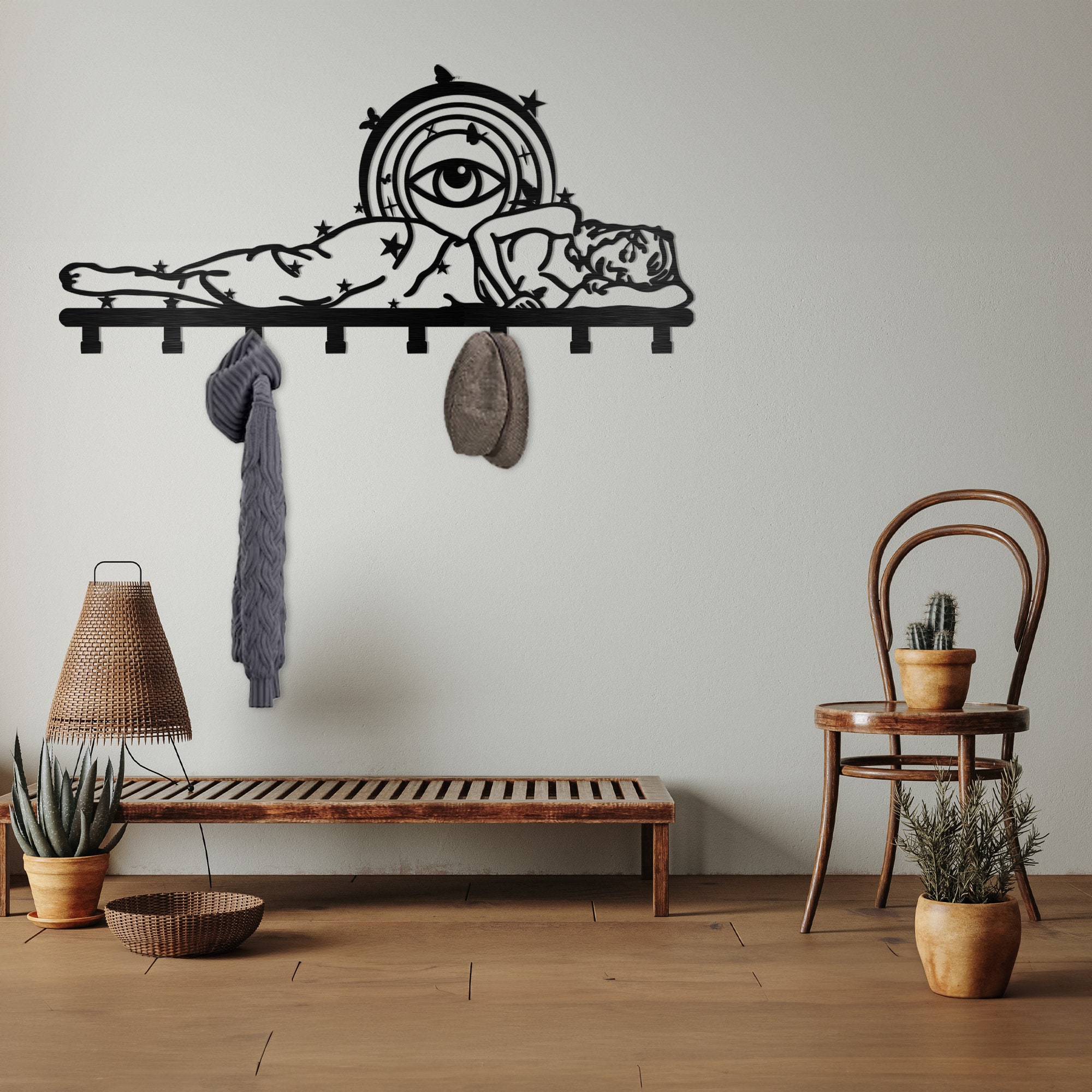 Sleeping Beauty Metal Wall Rack: Celestial Evil Eye Coat Hanger - Etsy